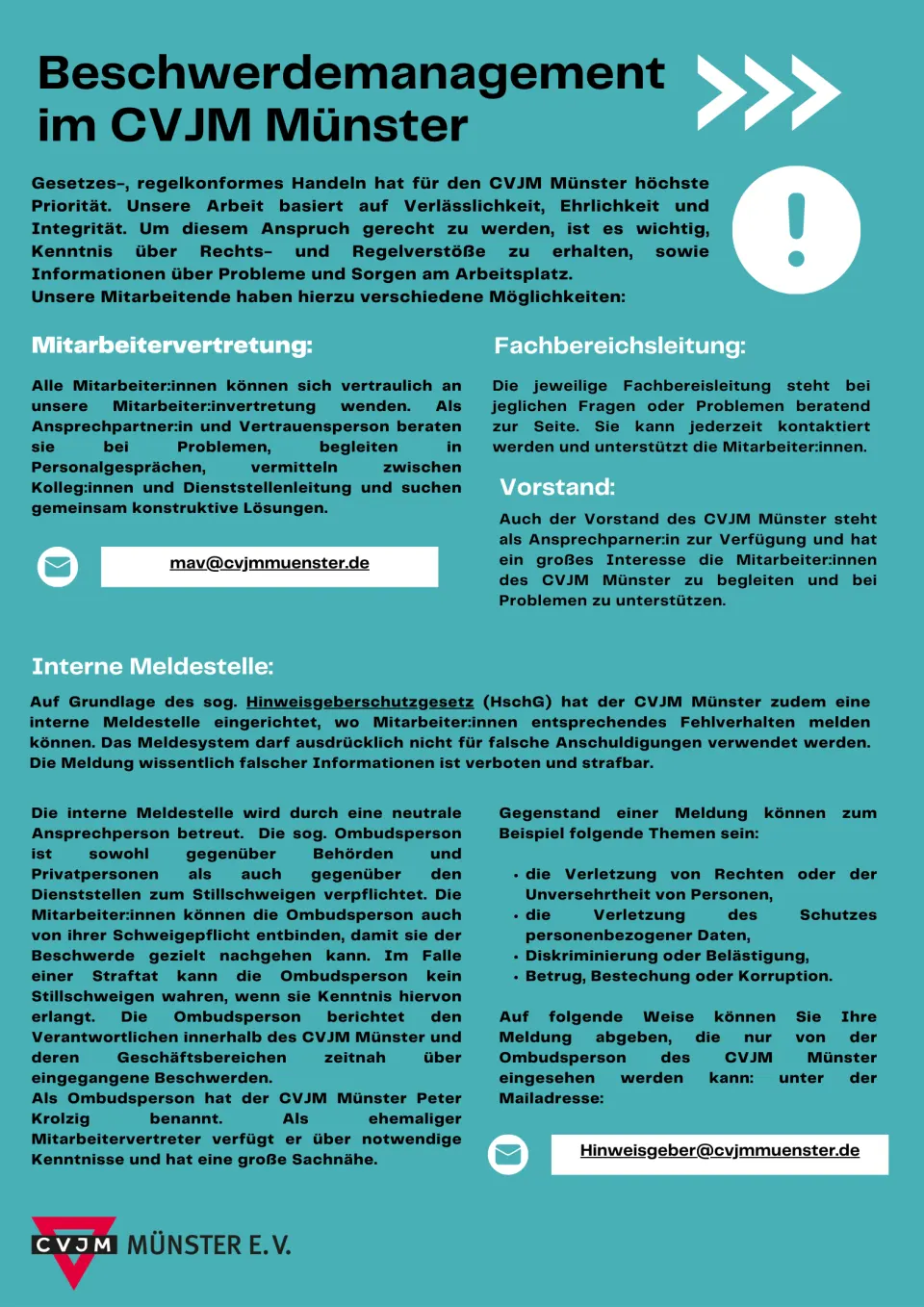 Infografik zum Beschwerdemanagement im CVJM Münster